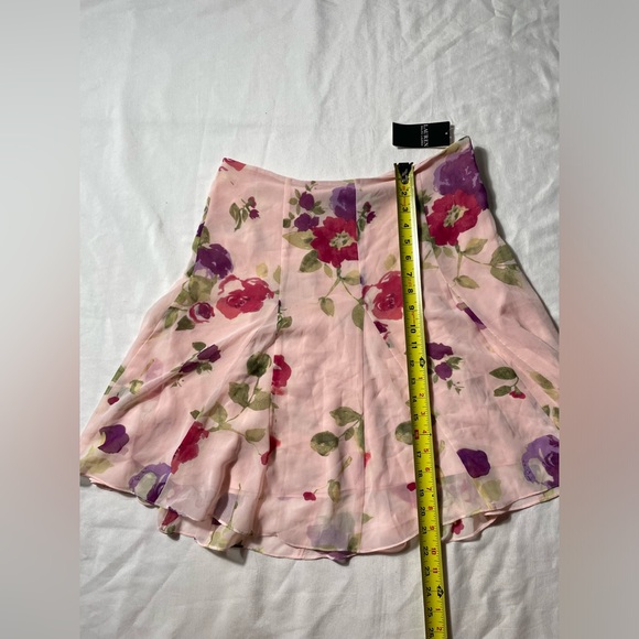 NWT Lauren Ralph Lauren Pink Chiffon Floral Print Skirt Womens size 10 - Picture 5 of 7
